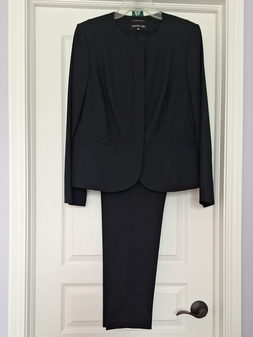 Jones New York Suit Black Collarless Tailored Women's Blazer With Matching Pants